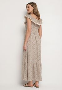 Born2be - Zielona Sukienka Ozdobiona Falbankami Folirae. Okazja: na spacer, na co dzień. Typ kołnierza: kołnierz z falbankami. Kolor: zielony. Wzór: aplikacja. Sezon: lato. Typ sukienki: sportowe. Styl: casual, sportowy #4