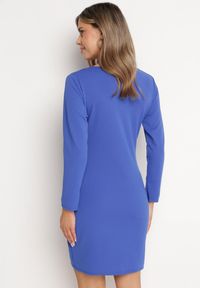 Born2be - Granatowa Sukienka Kopertowa z Ozdobnym Marszczeniem Ohildria. Kolor: niebieski. Typ sukienki: kopertowe. Styl: elegancki #3
