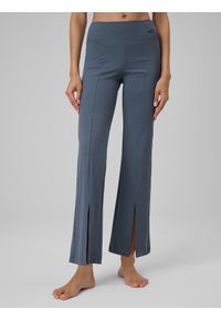 4f - 4F Legginsy do jogi z rozszerzanymi nogawkami damskie - niebieskie S. Stan: podwyższony. Kolor: niebieski. Materiał: skóra, materiał. Długość: długie. Sport: joga i pilates #2