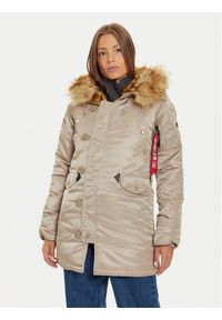 Alpha Industries Parka 113007 Brązowy Regular Fit. Kolor: brązowy. Materiał: syntetyk