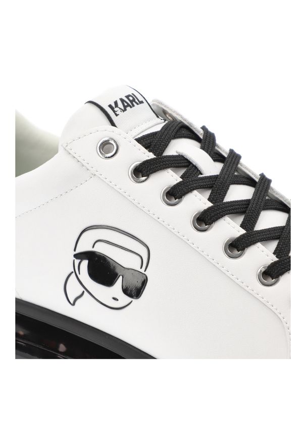Białe Sneakersy Karl Lagerfeld Modne Obuwie Męskie. Kolor: biały. Materiał: skóra. Styl: klasyczny