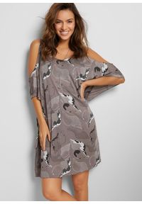 bonprix - Sukienka plażowa z wiskozy. Okazja: na plażę. Kolor: szary. Materiał: wiskoza, materiał #1