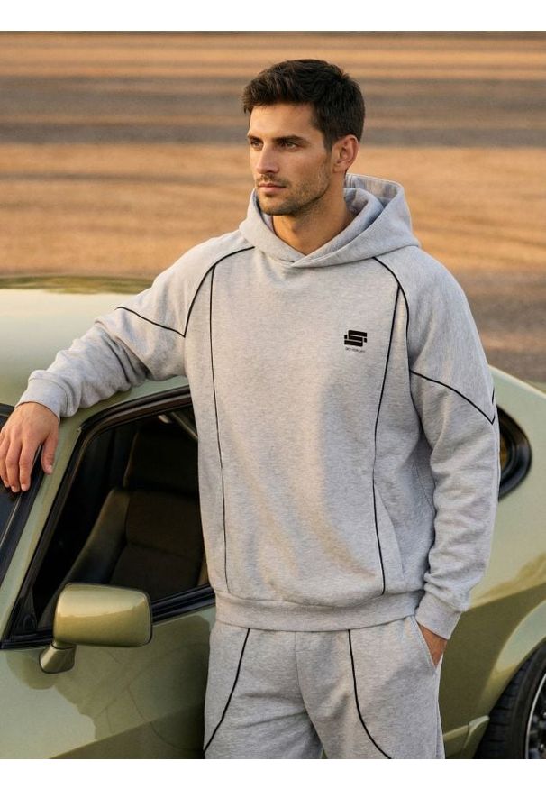 Sinsay - Bluza hoodie z kontrastową lamówką - szary. Kolor: szary