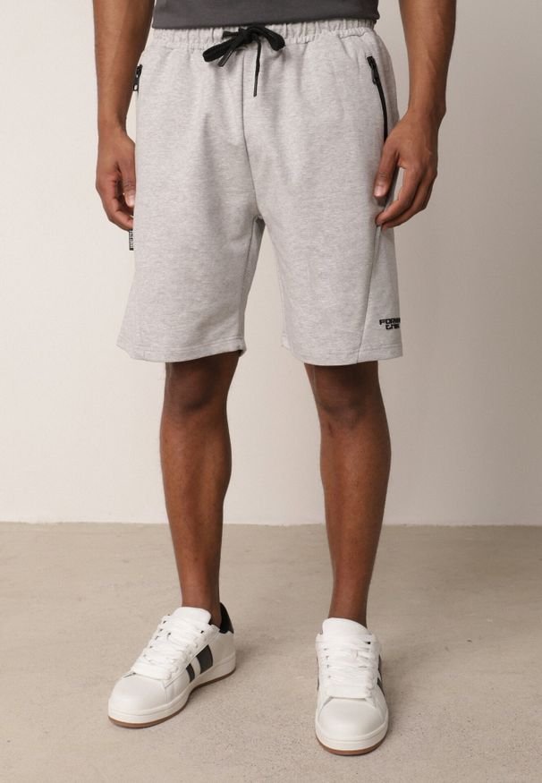 Born2be - Szare Dresowe Szorty Sportowe z Bawełną i Kieszeniami na Suwak Rharanin. Okazja: na co dzień, do domu. Kolor: szary. Materiał: bawełna, dresówka. Styl: sportowy