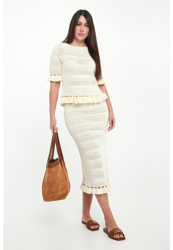 Twinset Milano - Spódnica ażurowa midi TWINSET. Wzór: ażurowy