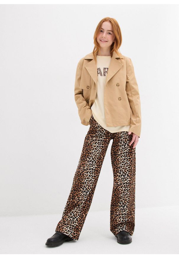 bonprix - Koszulka z długim rękawem z czystej bawełny organicznej. Kolor: beżowy. Materiał: bawełna. Długość rękawa: długi rękaw. Długość: długie. Wzór: nadruk