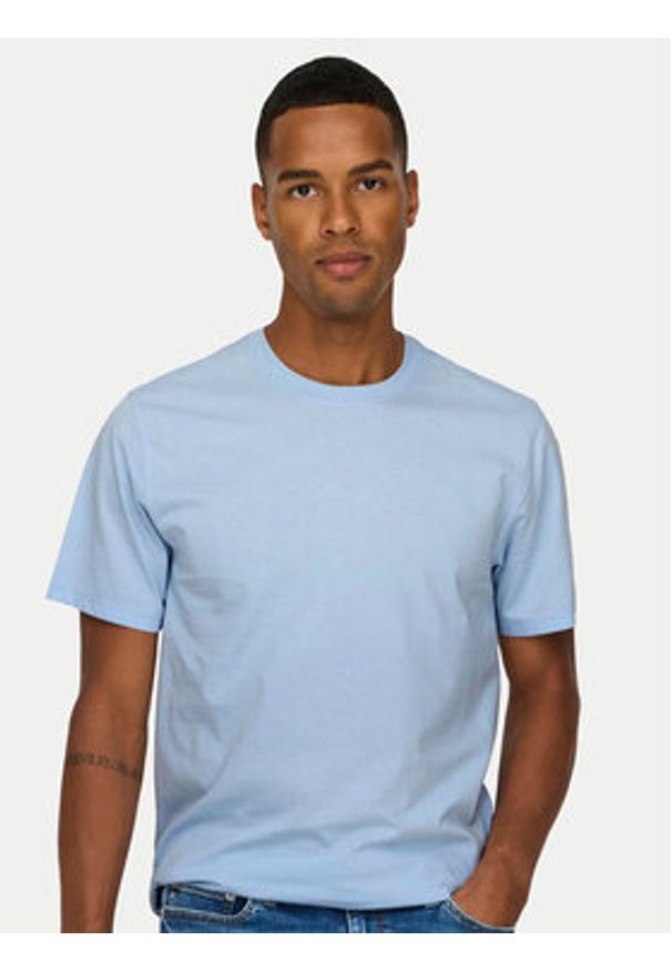 Only & Sons T-Shirt 22025208 Błękitny Regular Fit. Kolor: niebieski. Materiał: bawełna