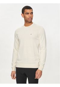 Calvin Klein Sweter K10K113549 Beżowy Regular Fit. Kolor: beżowy. Materiał: bawełna