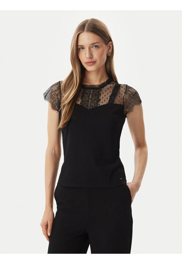 Morgan Bluzka 261-DAPHNE Czarny Regular Fit. Kolor: czarny. Materiał: wiskoza