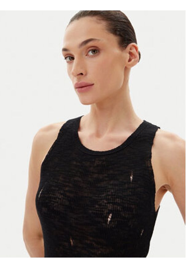 Pinko - PINKO Sukienka dzianinowa 105141 A2LP Czarny Slim Fit. Kolor: czarny. Materiał: bawełna
