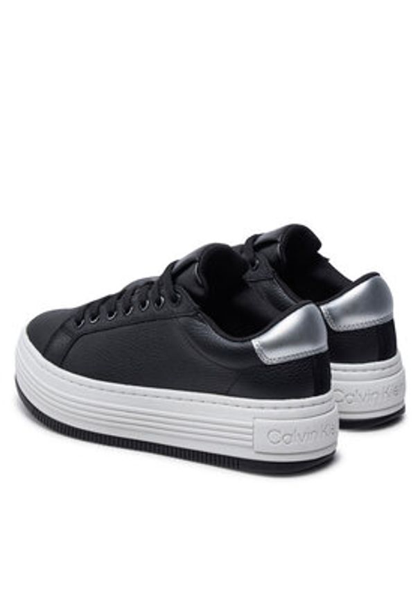 Calvin Klein Jeans Sneakersy Bold Flatf Low Mix Ohb YW0YW01632 Czarny. Kolor: czarny. Materiał: skóra