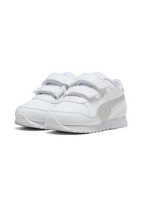 Puma - Dziecięce sneakersy ST Runner v4 Glitter PUMA. Zapięcie: pasek. Kolor: szary, biały, wielokolorowy. Sport: turystyka piesza