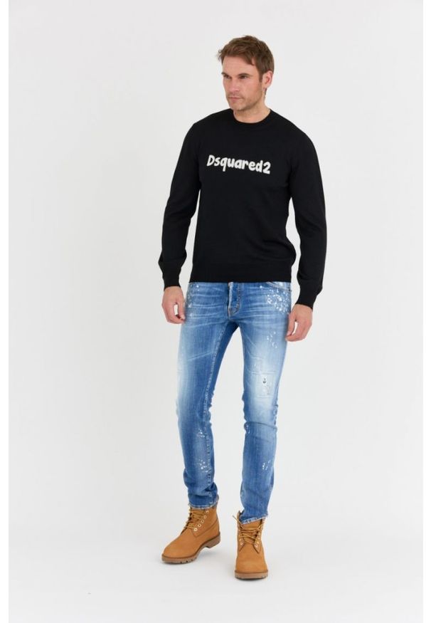 DSQUARED2 Czarny sweter męski cartoon pullover. Kolor: czarny. Materiał: wełna