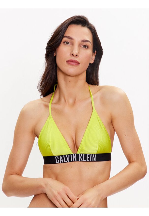 Calvin Klein Swimwear Góra od bikini KW0KW01967 Żółty. Kolor: żółty. Materiał: syntetyk