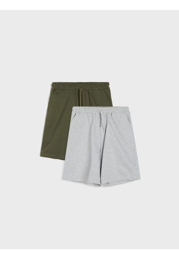 Sinsay - Szorty dresowe 2 pack - szary. Kolor: szary. Materiał: dresówka