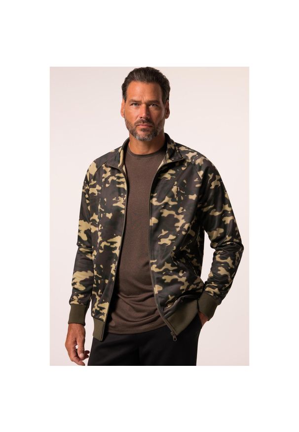 JAY-PI - Męska Treningowa kurtka funkcjonalna fitness oddychająca moro do roz. 7XL. Kolekcja: plus size. Kolor: brązowy, pomarańczowy, wielokolorowy. Materiał: poliester, materiał. Wzór: moro. Sport: fitness