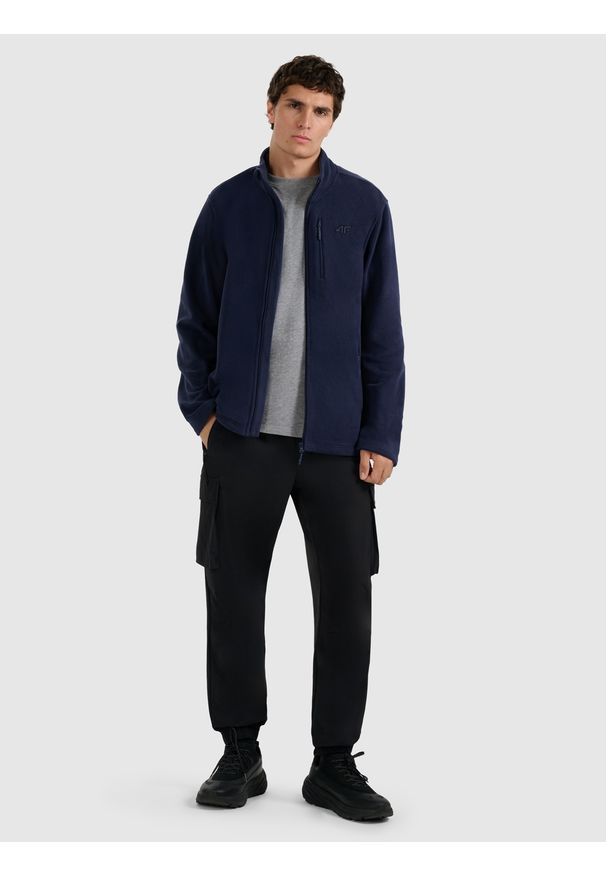 4f - 4F Polar regular ze stójką męski - granatowy XL. Typ kołnierza: kołnierzyk stójkowy. Kolor: niebieski. Materiał: polar