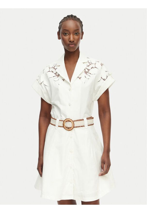 Marciano Guess Sukienka codzienna 182406 Beżowy Classic Fit. Okazja: na co dzień. Kolor: kremowy. Materiał: bawełna. Typ sukienki: proste. Styl: casual