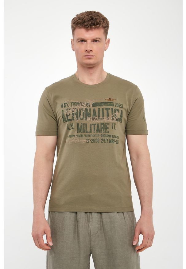Aeronautica Militare - T-shirt męski z nadrukiem AERONAUTICA MILITARE. Wzór: nadruk