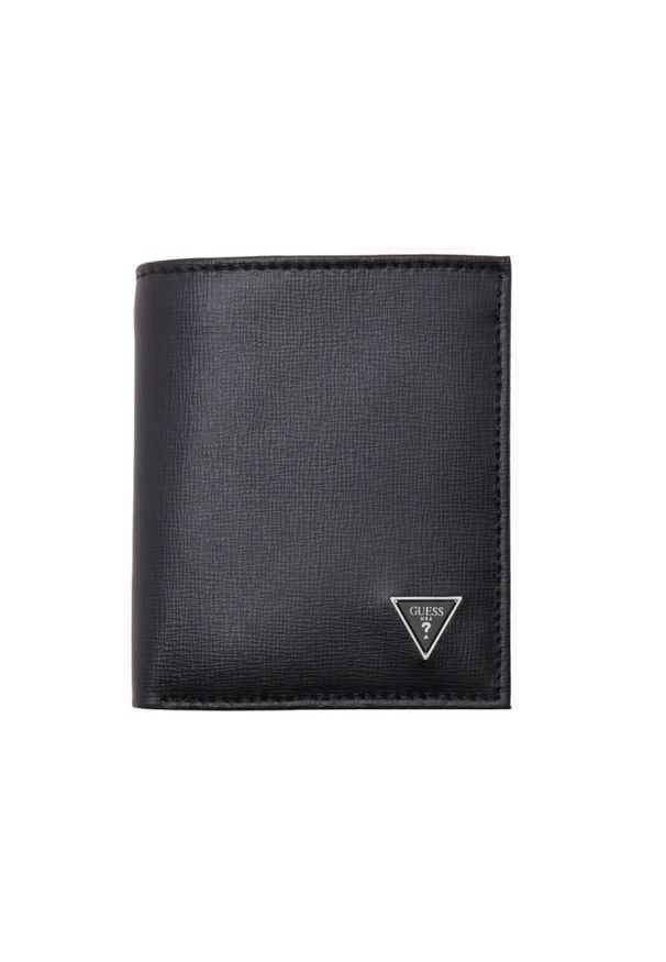 Guess - GUESS Czarny portfel męski Milano Bifold. Kolor: czarny. Materiał: skóra
