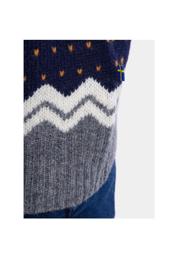 Fjällräven - Sweter męski Fjallraven Ovik Knit Sweater. Kolor: niebieski, wielokolorowy, czarny. Sport: turystyka piesza