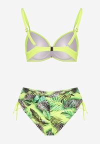 Born2be - Jasnozielone Bikini Biustonosz i Majtki Figi ze Ściągaczami w Tropikalny Wzór Sadeille. Kolor: zielony #3