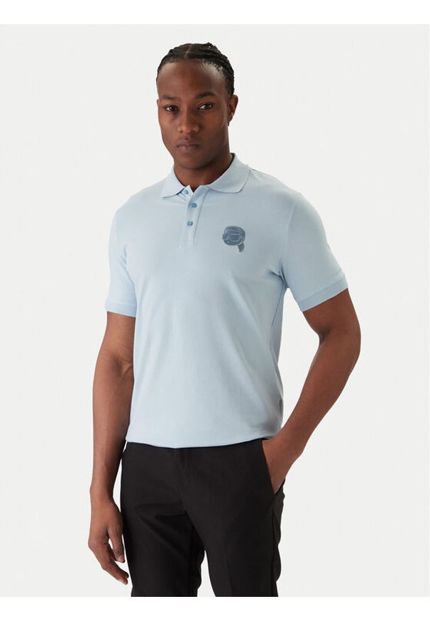 Karl Lagerfeld - KARL LAGERFELD Polo 745022 561235 Błękitny Regular Fit. Typ kołnierza: polo. Kolor: niebieski. Materiał: bawełna