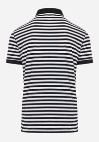 Born2be - Czarna Bawełniana Koszulka Polo w Paski w Stylu Casual Elunilla. Okazja: na co dzień. Typ kołnierza: polo. Kolor: czarny. Materiał: bawełna. Wzór: paski. Styl: casual #2