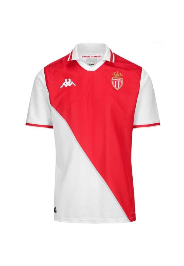 Kappa - Koszulka domowa AS Monaco 2024/25. Kolor: czerwony, biały, wielokolorowy. Sport: piłka nożna