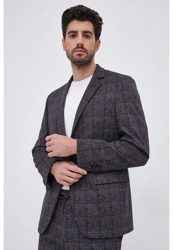 Karl Lagerfeld - Marynarka. Okazja: na co dzień. Kolor: czarny. Materiał: dzianina. Styl: klasyczny, casual