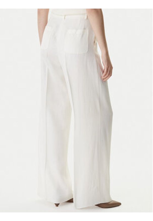 Marella Spodnie materiałowe Adito 2615131221 Écru Straight Fit. Kolor: kremowy. Materiał: wiskoza