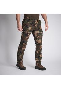 SOLOGNAC - Spodnie Solognac Steppe 300 camo. Kolor: brązowy. Materiał: bawełna, materiał #1