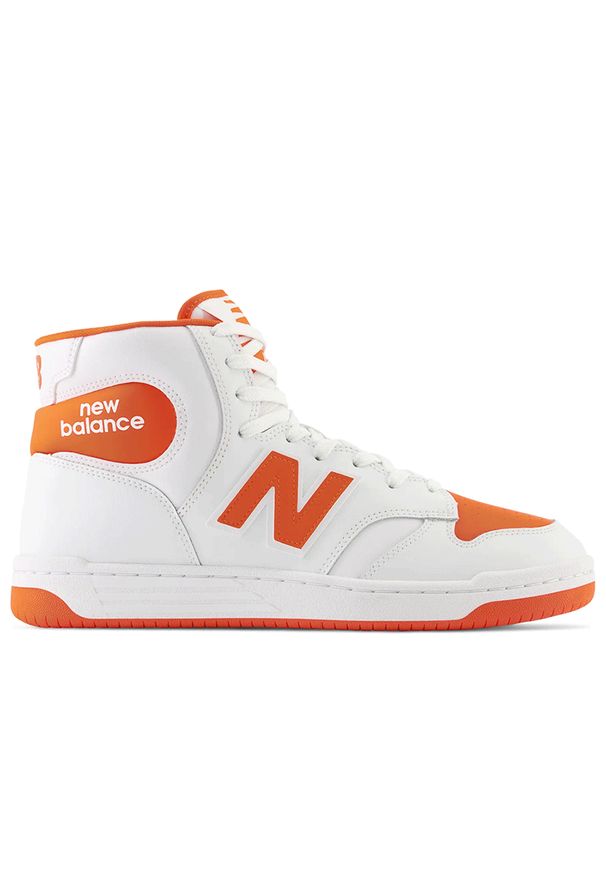 Buty New Balance BB480SCA - białe. Okazja: na co dzień. Kolor: biały. Materiał: syntetyk, skóra, materiał. Szerokość cholewki: normalna. Sport: turystyka piesza