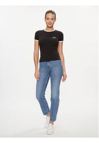 Tommy Jeans T-Shirt Signature DW0DW17377 Czarny Slim Fit. Kolor: czarny. Materiał: bawełna