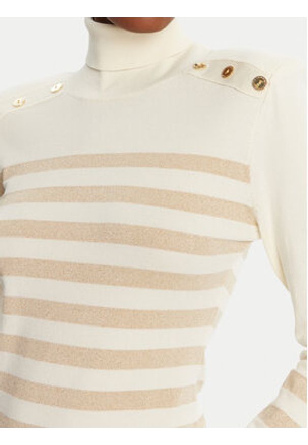 LOLA CASADEMUNT Golf LF2511008 Écru Regular Fit. Typ kołnierza: golf. Materiał: syntetyk