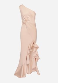 Born2be - Różowa Sukienka Asymetryczna z Ozdobną Falbaną Lunorilla. Kolor: różowy. Typ sukienki: asymetryczne #7