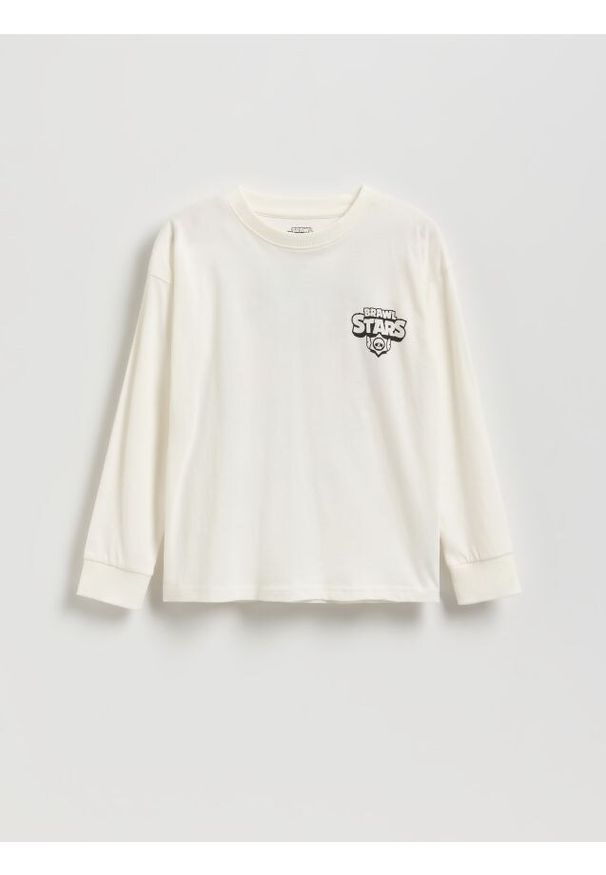 Reserved - Longsleeve Brawl Stars - złamana biel. Materiał: dzianina, bawełna. Długość rękawa: długi rękaw