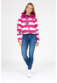 Invicta - INVICTA Różowa kurtka damska w białe pasy i logo, Rozmiar S. Kolor: różowy #4