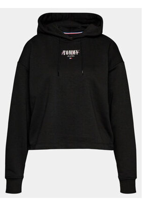 Tommy Jeans Bluza Essential Logo DW0DW17797 Czarny Relaxed Fit. Kolor: czarny. Materiał: syntetyk, bawełna