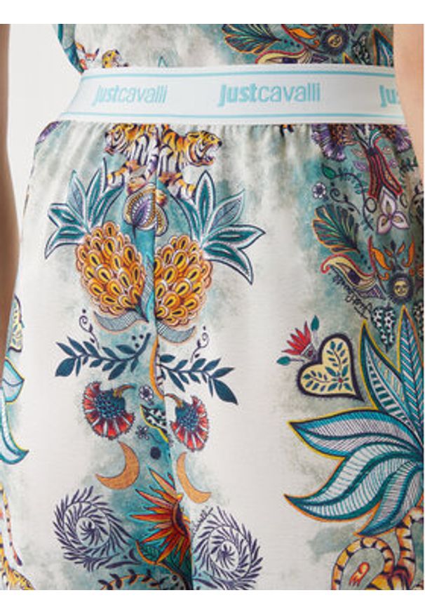 Just Cavalli Spodnie materiałowe 80PAA120 NS837 Błękitny Wide Leg. Kolor: niebieski. Materiał: wiskoza