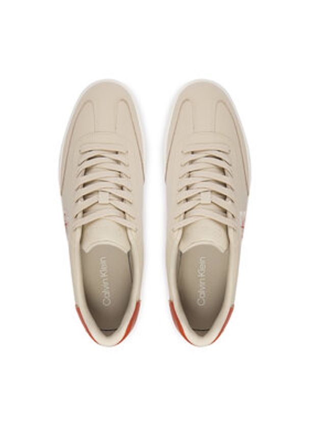 Calvin Klein Sneakersy Low Prof Cupsole Emb Lth HM0HM02124 Beżowy. Kolor: beżowy. Materiał: skóra
