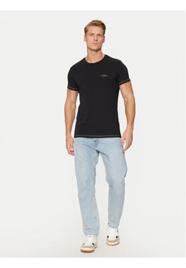 Aeronautica Militare T-Shirt AM1UTI003 Czarny Regular Fit. Kolor: czarny. Materiał: bawełna