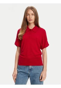 TOMMY HILFIGER - Tommy Hilfiger Polo WW0WW45652 Czerwony Regular Fit. Typ kołnierza: polo. Kolor: czerwony. Materiał: lyocell