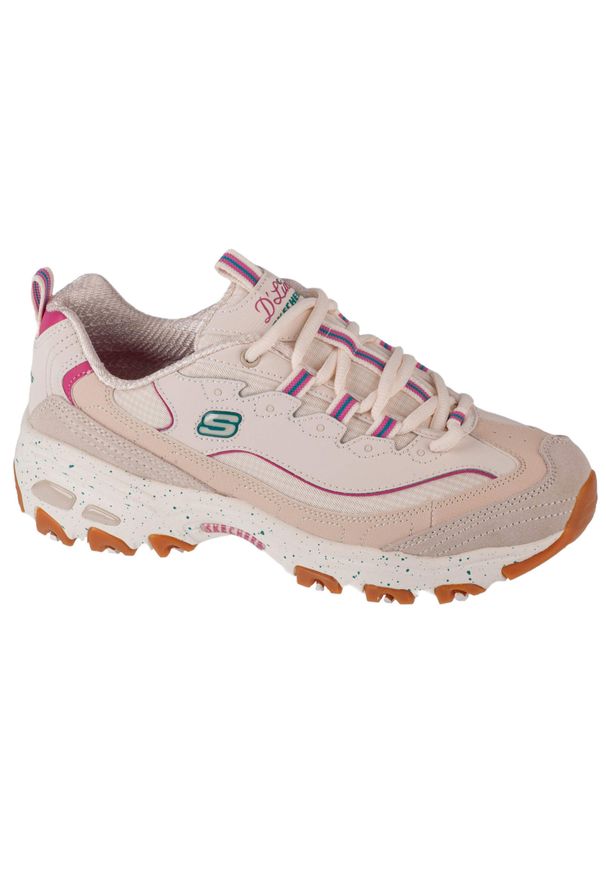 skechers - Buty sportowe Sneakersy damskie Skechers D'Lites - Bold Views. Kolor: beżowy, wielokolorowy, różowy. Materiał: skóra, syntetyk, materiał, tkanina. Model: Skechers Sport. Sport: turystyka piesza