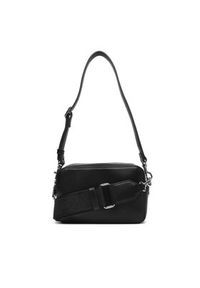 Calvin Klein Torebka Webbing Double Strap Camera Bag LV04F3165G Czarny. Kolor: czarny. Materiał: skórzane
