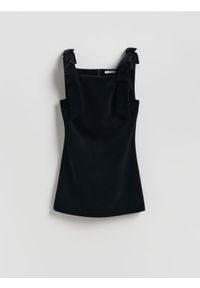 Reserved - Welurowa sukienka mini - czarny. Kolor: czarny. Materiał: welur. Typ sukienki: proste. Długość: mini #1