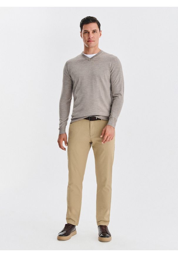 Pako Lorente - PAKO LORENTE - Wełniany sweter w kolorze beżowym. Okazja: na co dzień. Kolor: niebieski, beżowy, zielony. Materiał: wełna. Sezon: jesień. Styl: casual