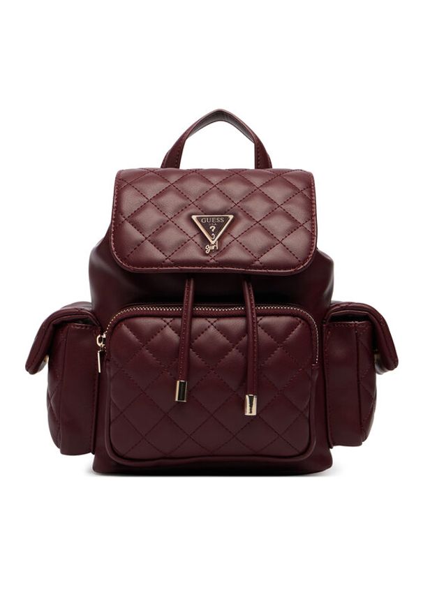 Guess Plecak J6YZ05 W2510 Bordowy. Kolor: czerwony. Materiał: skóra