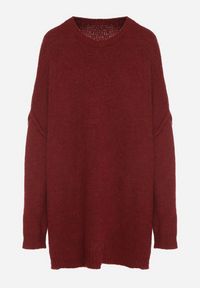 Born2be - Bordowy Sweter z Wiskozą i Wełną o Kroju Nietoperza Fedella. Okazja: na co dzień. Kolor: czerwony. Materiał: wełna, wiskoza. Styl: casual, elegancki #6