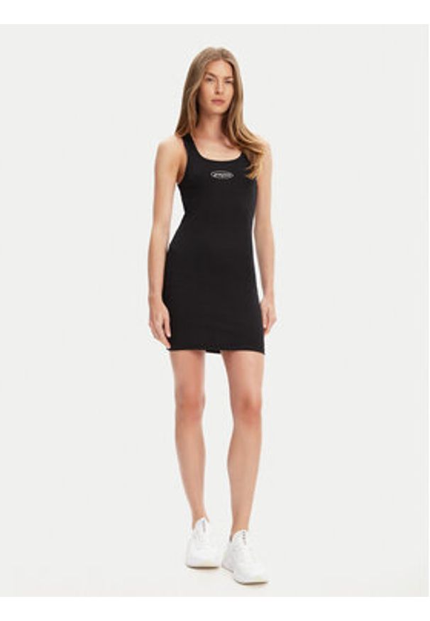 Guess Sukienka dzianinowa W5YK0I KA0H1 Czarny Regular Fit. Kolor: czarny. Materiał: bawełna